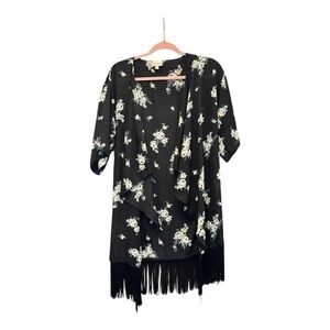 LuLaRoe Monroe Floral Fringe Kimono Cardigan Size Medium (M)